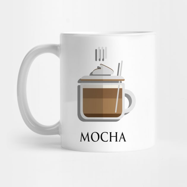 Hot Mocha coffee with whipped cream front view flat design style by FOGSJ